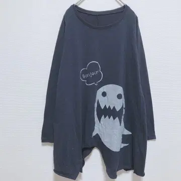 니트 스웨터 튜닉 유령 패턴 랜덤 밑단 면 혼방 긴팔