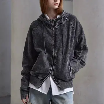 [ CLEL ] 헤비 웨이트 스탠드 넥 지퍼 후드티