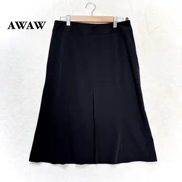 AWAW 플레어 스커트 무릎 기장 L 상당 블랙 심플 무지 오피스 포멀