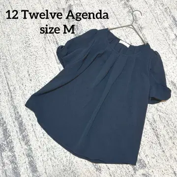[트웰브 어젠다] 블라우스 소매 리본 네이비 M 반팔 오피스 캐주얼