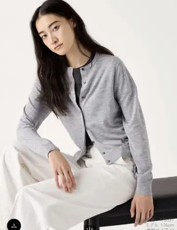 [미사용 새상품] 메리노 크루넥 긴팔 가디건