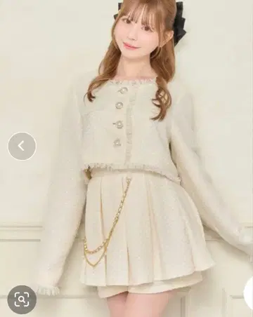 apresjour 프린지 트위드 자켓 체인 달린 트위드 치마바지