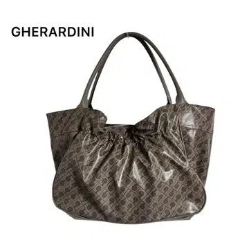 미사용급 게라르디니 PVC 소프티 토트백 올 패턴 베이지