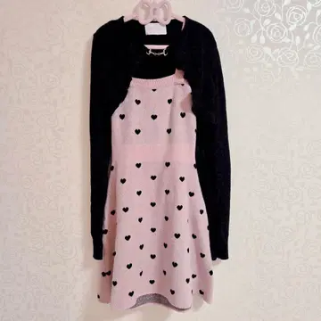 하자 있음 HONEY MEW Luv 샤기 앙상블 원피스 핑크 F