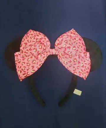 미니 머리띠 핑크 레오파드 무늬