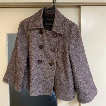 INDIVI 트위드풍 더블 브레스트 자켓 38