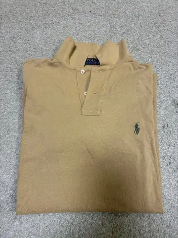 랄프 로렌 여성용 반팔 피케 셔츠 로고 자수 베이지