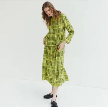 정가 41800엔 새상품급 루필 TR 트윌 체크 원피스