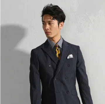 한정판 PSFA 더블 수트 네이비 스트라이프