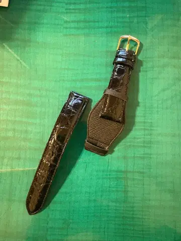 블랙 가죽 시계 밴드 18mm 골드 버클 큐리오스 GS 퍼스트