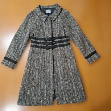 테리 럭스 헤링본 무늬 롱 코트