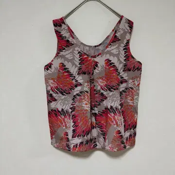 두두 올 패턴 슬리브리스 블라우스 플레어 실루엣