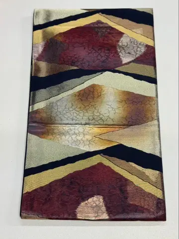 기하학 패턴 후쿠로 오비 빨간색 금색