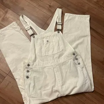 [ 새상품급 ] SOMETHING 화이트 화이트 오버롤 살로펫 M