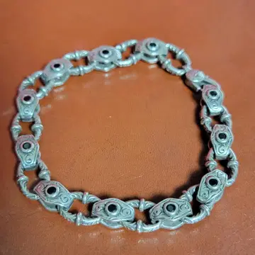 실버 팔찌 925 당초 무늬 일본풍 오닉스 실버 뱅글