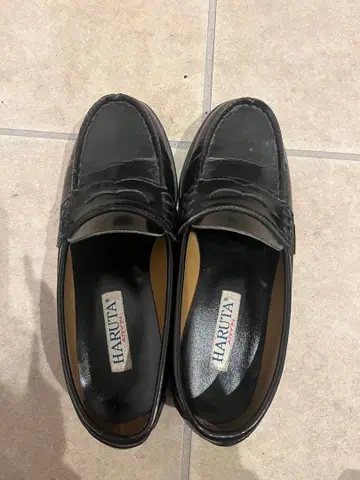 HARUTA 블랙 로퍼 낮은 힐