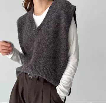 CANAL JEAN El mar 울 혼방 V넥 니트 베스트