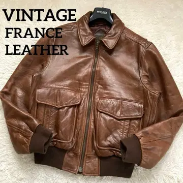 상태 좋음 가죽 자켓 플라이트 자켓 A-2 짧은 기장 프랑스 브라운 M