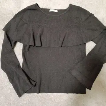 새상품급 proportion 프로포션 다크 브라운 프릴 니트 프리 사이즈