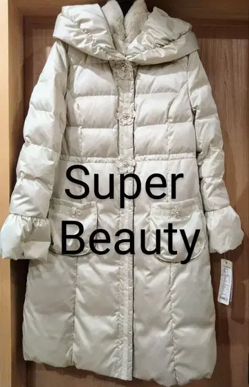 슈퍼 뷰티 40 M 다운 코트 롱 아우터 베이지 꽃