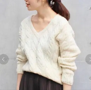 IENA 케이블 짜임 V넥 풀오버 IENA otona MUSE 콜라보