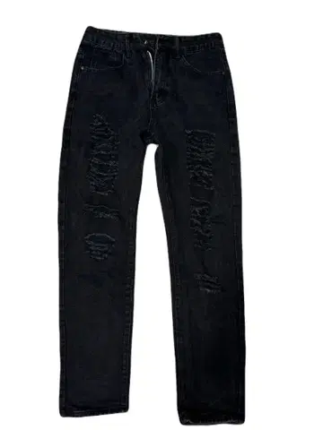 데미지 가공 스키니 데님 블랙