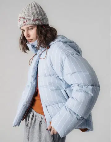 ELCHELE 유니버설 다운 재킷 파랑 스트라이프