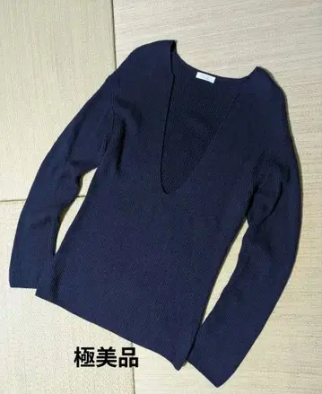 BEAUTY&YOUTH/딥 스키퍼 넥 니트/네이비/울 100