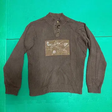 CYRILLUS 브라운 리브 니트 스웨터