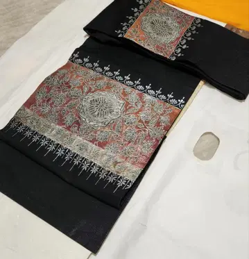 블랙 나고야 오비 화려한 자수