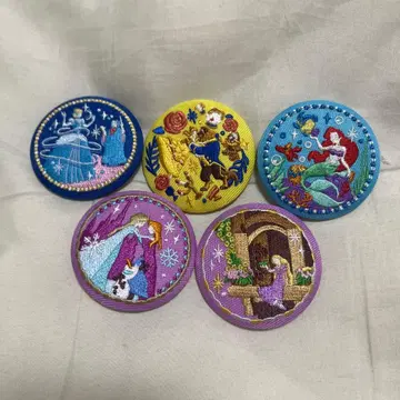 디즈니 프린세스 자수 핀 배지 5개 세트