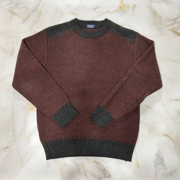 ESCAND 크루넥 니트 와인 레드 M 사이즈 절개 디자인 구제 의류