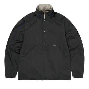 나일론 후드 부착 하프 지퍼 자켓 블랙