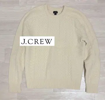 J.CREW 램스울 100% 케이블 니트 크루넥 아이보리 M