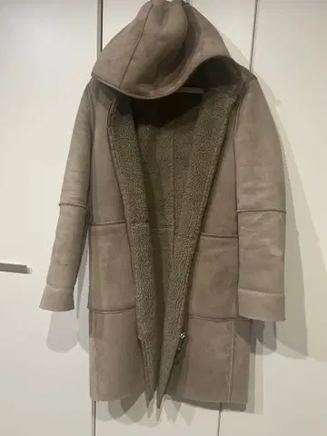 ZARA 베이직 후드 부착 롱 코트 베이지