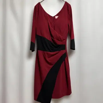 [ 고급 Sobre ] Sobre 와인 레드 블랙 랩 스타일 드레스