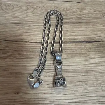 실버 925 더블 스컬 피스톤 목걸이!