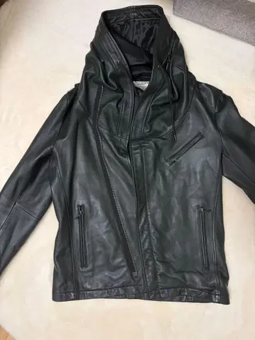 KATHARINE HAMNETT 후드 부착 가죽 자켓 L 사이즈