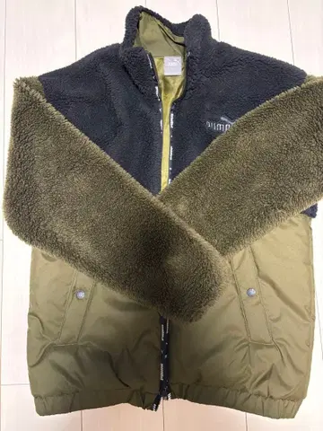 PUMA 푸마 쉘파 하이브리드 플리스 자켓 M 사이즈 올리브