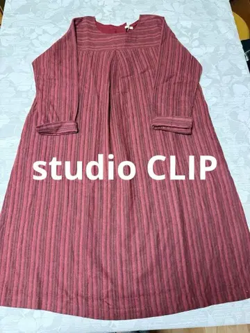 studio CLIP 빨간색 계열 스트라이프 원피스