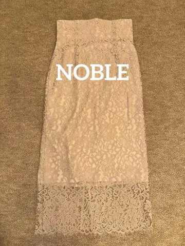 NOBLE 플라워 레이스 타이트 스커트 라이트 베이지