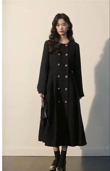 택 포함 새상품 한국 KUOSE 트위드 맥시 드레스