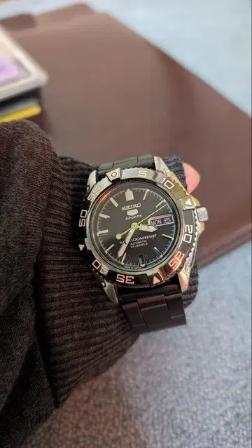 세이코 자동 와인딩 손목시계 블랙