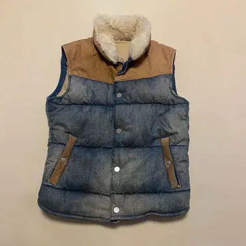 이삼카타야마 백래쉬 데님 스웨이드 다운 베스트 USED 가공