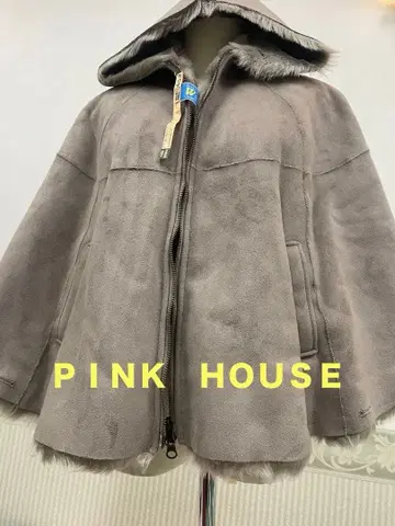 새상품급 핑크하우스 무스탕 판초 샤기 그레이지 봄맞이 클리닝 완료