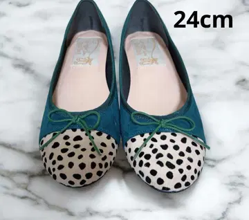 [라우나레아 발레] 24cm 라운드토 발레 슈즈 레오파드 플랫