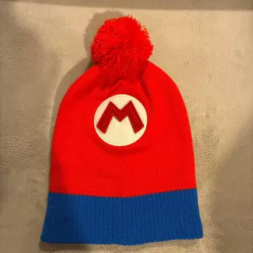 USJ 마리오 니트 모자 빨간색과 파랑색 폼폼 포함