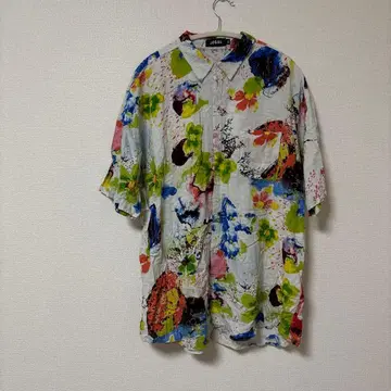 새상품급 JOGAL [XXL] 컬러풀 꽃무늬 반팔 셔츠