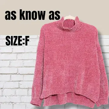 as know as 아즈노즈 벨로아 느낌 니트 하이넥 프리 사이즈