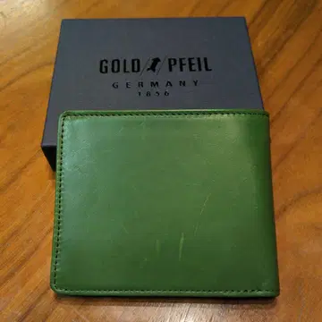 GOLD PFEIL 이단 접이식 지갑 카키 골드파일 일본제 소가죽